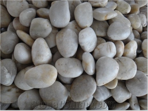 Polished Flat River Rock, Pebble White Marble Pebble, Gravel