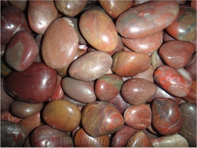 Polished River Rock, Pebble Red Marble Pebble, Gravel