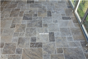 Silver Travertine Pattern Set, Grey Tiles&Slabs from Turkey, Stocked in Usa