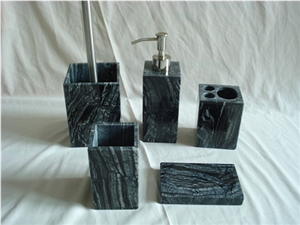 Antique Wooden Grey Black Marble Bath Accessories