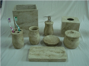DL Stone Bathroom Accessories, Beige Travertine Bath Accessories