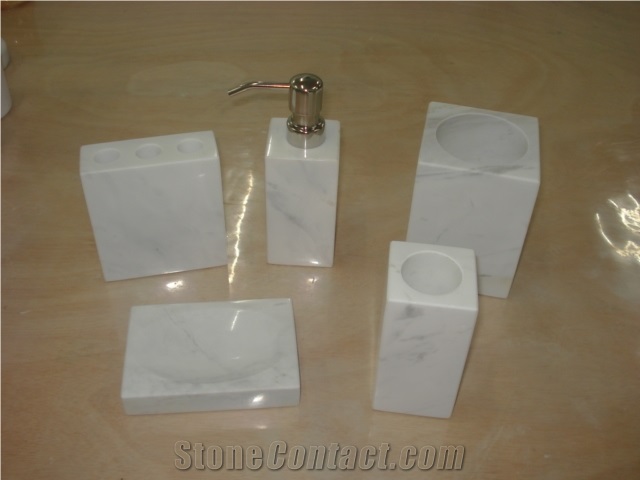 DL Stone Bathroom Accessories, Guangxi White Marble Bath Accessories