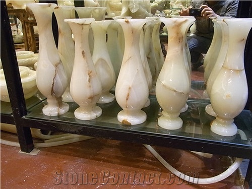 DL Stone Onyx Vase, White Onyx Home Decor