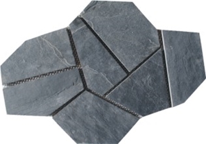 Black Slate Crazy Paving on Mesh