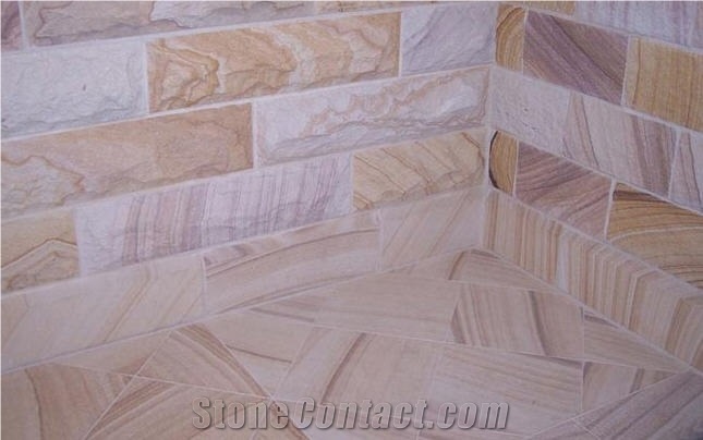Rough Face Sandstone Wall Cladding, Australian Wood Sandstone Slabs