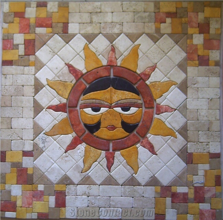 Hand Work Mosaic Medallion, Hajiabad Travertine