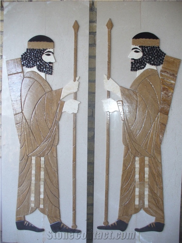 Travertine Mosaic Picture, Natanz Beige Travertine