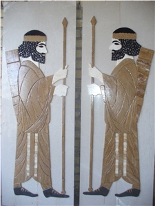 Travertine Mosaic Picture, Natanz Beige Travertine