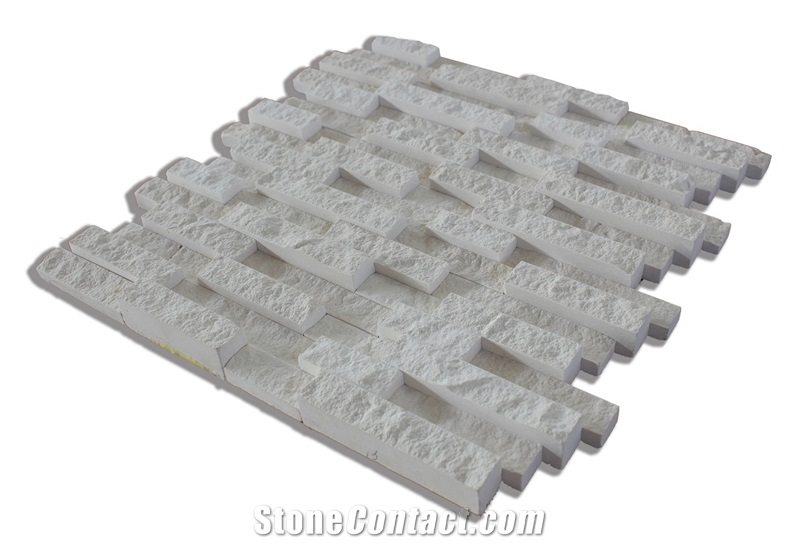 Mini Elegance Splitface Mosaic, Beige Travertine Mosaic