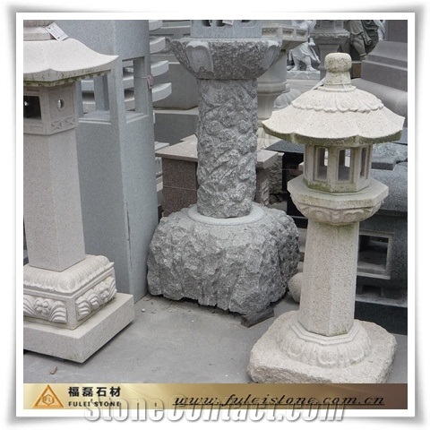 Handle Craft Outdoor Stone Lanters, Grey Granite Lanterns, Lamps