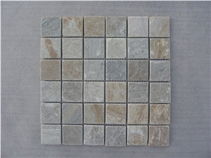 Golden Ray Slate Mosaic , Oyster Beige Slate Mosaic