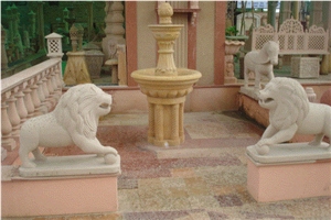 White Mist Sandstone Lion Sculpture
