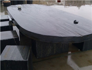 Black Slate Exterior Table Set