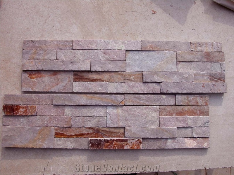 Home Wall Buiding Silver Quartz Culture Stone, Green Slate Cultured Stone