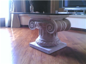 Capitello Ionico in Marmo Giallo Istria, Furniture, Beige Limestone