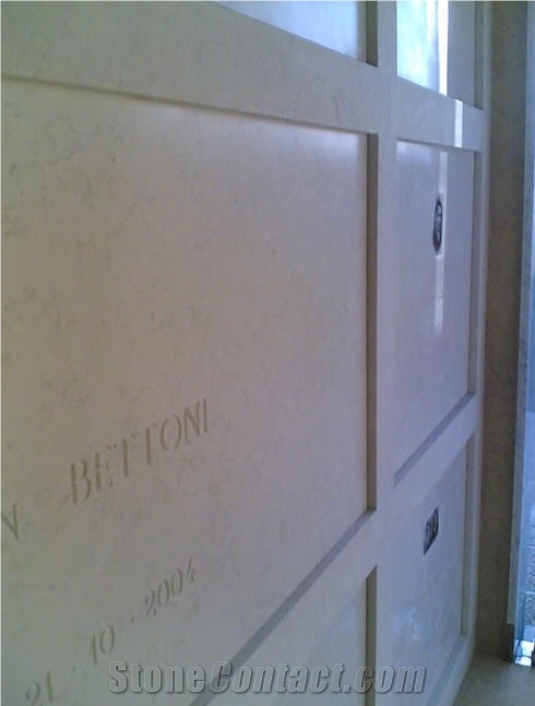Columbarium in Bianco Lasa, White Marble