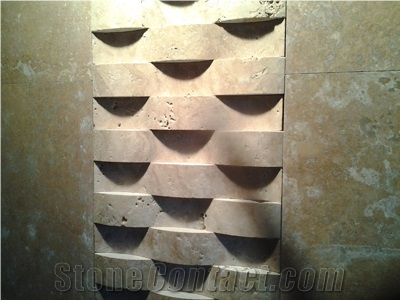 3D Stone Mosaic, Beige Travertine Mosaic