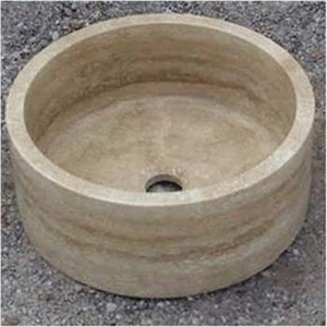 Classic Travertine Honed Basin, Denizli Beige Travertine