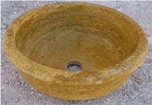 Yellow Travertine Honed Sink, Gold Yellow Travertine
