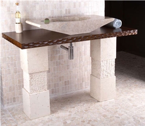 Beige Limestone Wash Basin