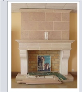 Hauteville Limestone Fireplace Mantel, Beige Limestone