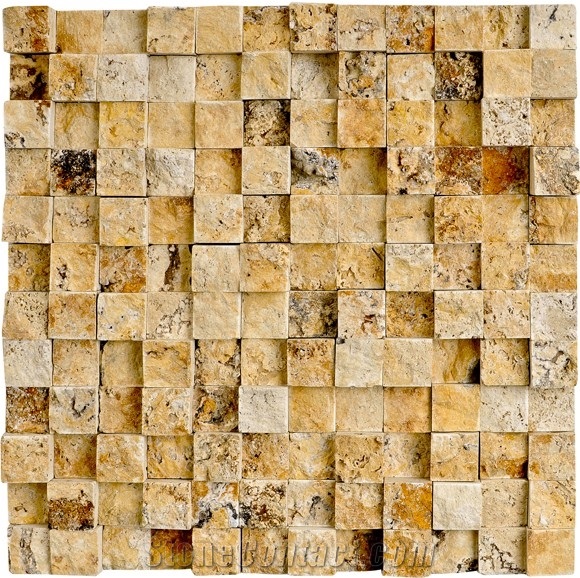 Yellow Travertine Split Face Mosaic