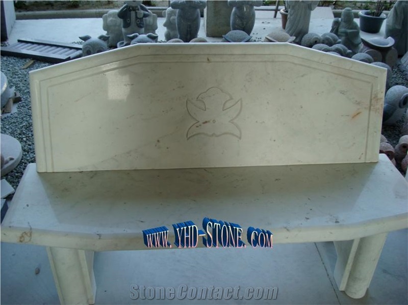 Outdoor Table and Bench, Grey Granite Bench