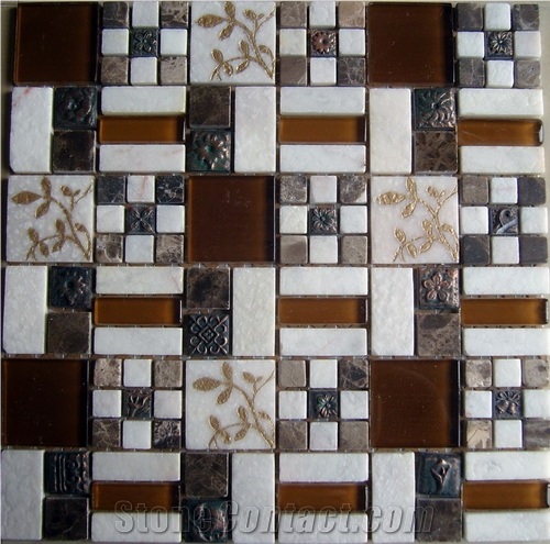 Marble Mosaic with Glass Mosaic