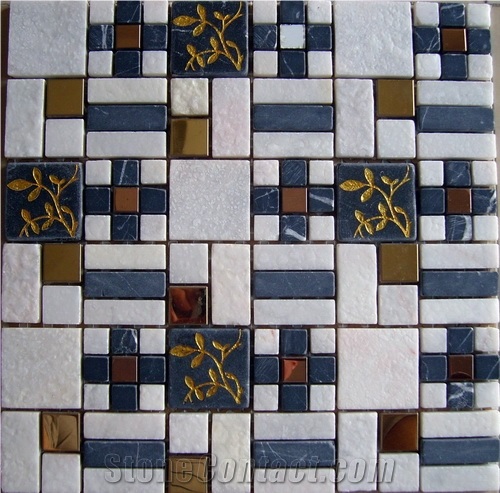 Marble Mosaic with Glass Mosaic