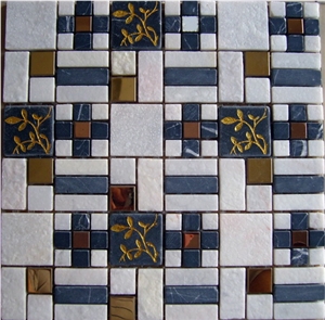 Marble Mosaic with Glass Mosaic