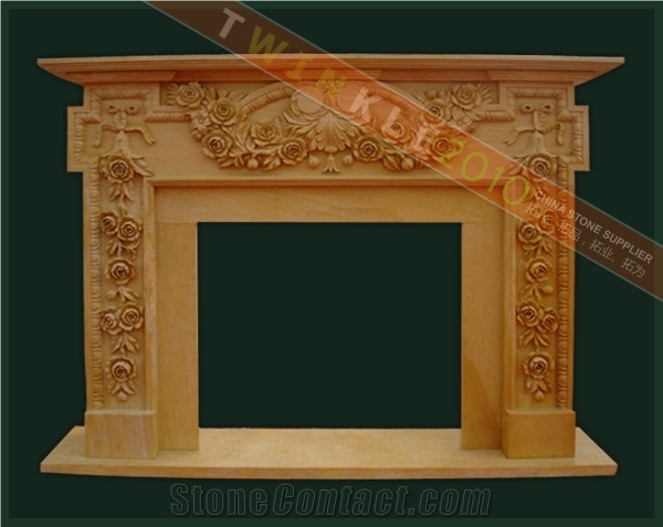 Yellow Marble Fireplace Mantel