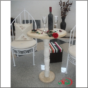 Beige Travertine Round Table