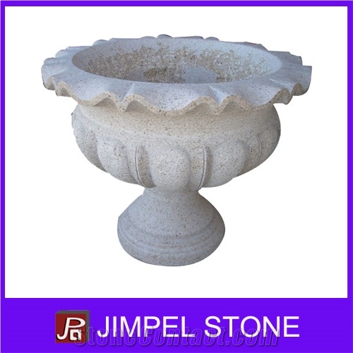 Decorative Garden Stone Flower Pot, G682 Yellow Granite Flower Pot