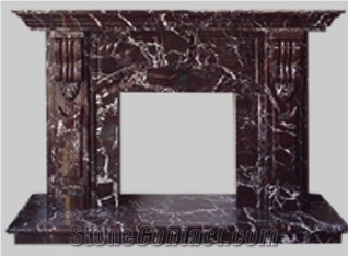 Carved Stone Fireplace, Red Marble Fireplace