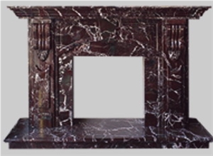 Carved Stone Fireplace, Red Marble Fireplace