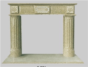 Beige Marble Fireplace Mantel