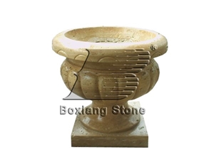 Beige Limestone Flower Pot