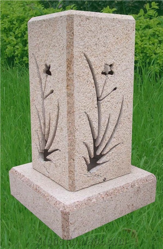 Granite Solar Light Lamp, Yellow Granite Lamps