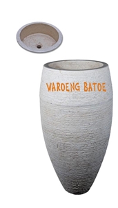 Pedestal Gentong, Royal Beige Marble Sink