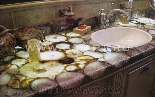Petrified Wood Semiprecious Stone Vanity Top