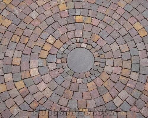 Porfido Di Cuasso Granite Cubes, Cobble Stone, Red Granite