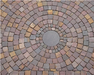 Porfido Di Cuasso Granite Cubes, Cobble Stone, Red Granite