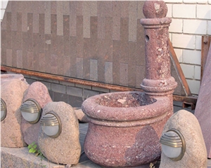 Porfido Sarentino Rosso Granite Decoration Iamps, Red Granite Lanterns, Lamps