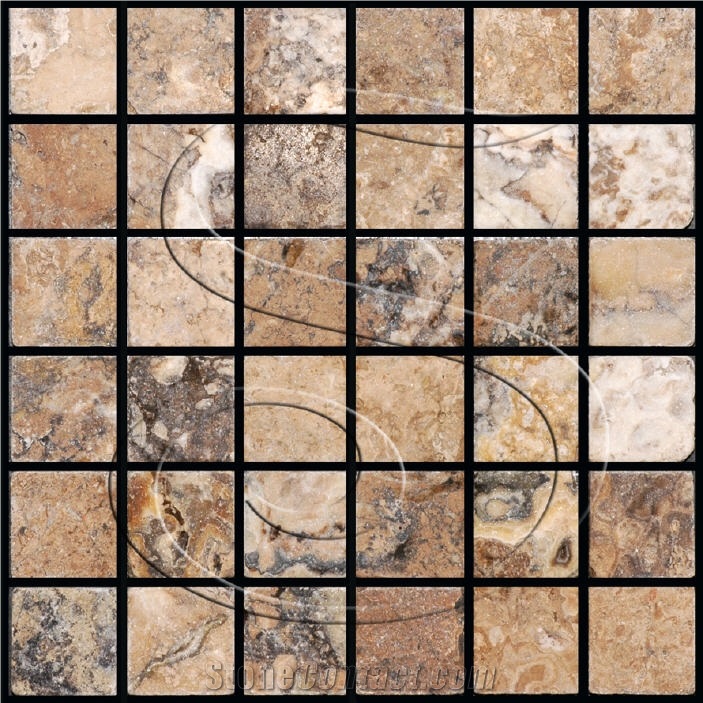 2x2 Tumbled Travertine Mosaic