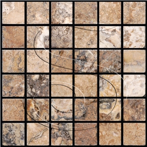 2x2 Tumbled Travertine Mosaic