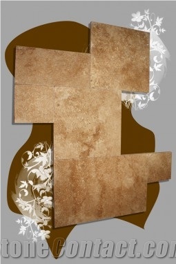 Karaman Medium Travertine Tile French Pattern, Turkey Beige Travertine