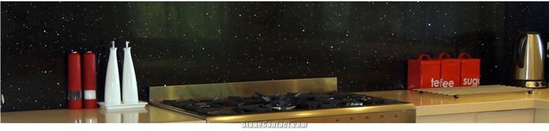 Galaxy Black Quartz Stone Kitach Backsplash
