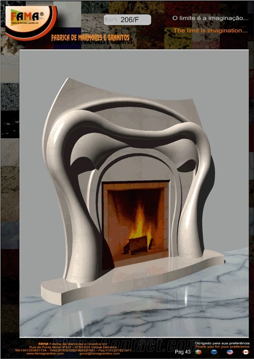 Beige Limestone Fireplace