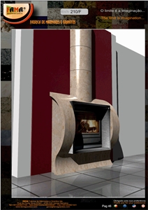 Beige Limestone Fireplace