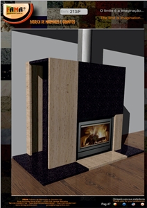 Beige Limestone Fireplace